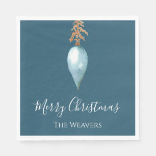 Elegant Unique Blue Watercolor Custom Christmas Napkins