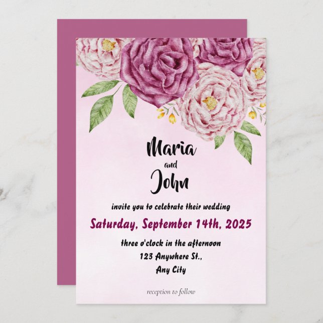 Elegant Unique Chic Romantic Minimalist Classic  Invitation (Front/Back)