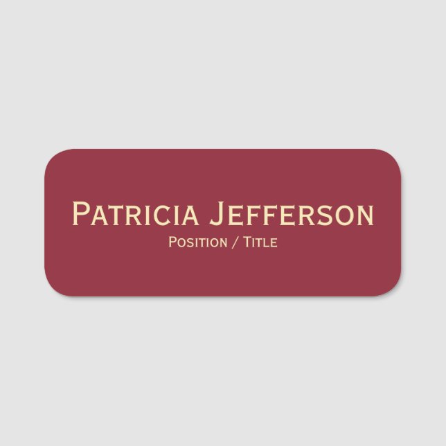 Elegant Unique Cinnabar Red And Gold: Professional Name Tag (Front)