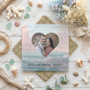 Elegant Unique Coastal Beach Wedding Photo Cloth Napkin