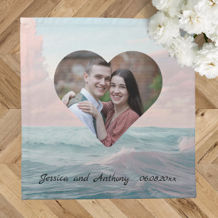 Elegant Unique Coastal Beach Wedding Photo Cloth Napkin