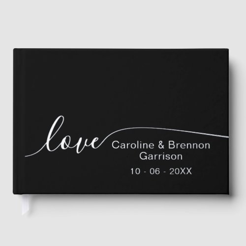 Elegant Unique Couple Names Love Text Gold Foil Gu Guest Book