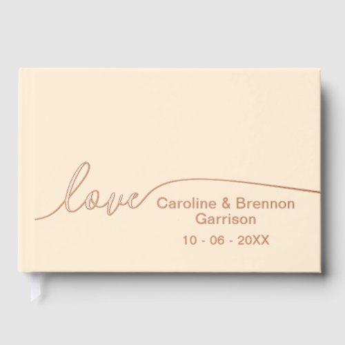 Elegant Unique Couple Names Love Text Gold Foil Guest Book