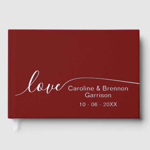 Elegant Unique Couple Names Love Text Gold Foil Guest Book