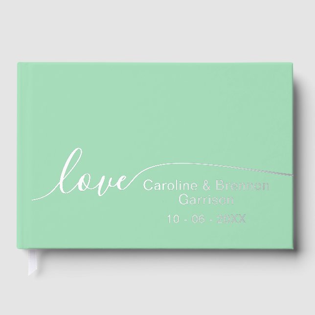 Elegant Unique Couple Names Love Text Gold Foil Guest Book (Front)