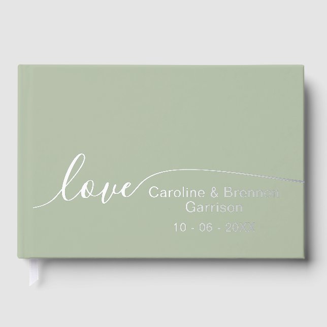 Elegant Unique Couple Names Love Text Gold Foil Guest Book (Front)