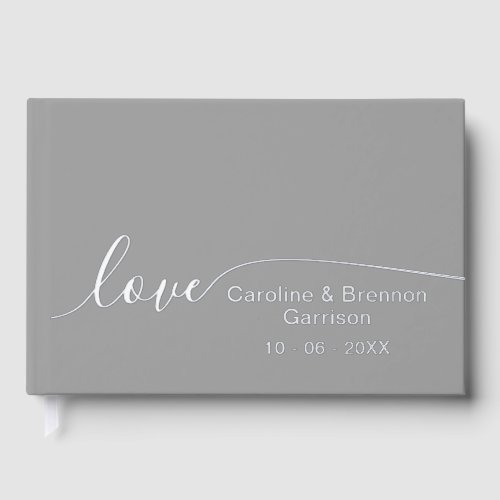 Elegant Unique Couple Names Love Text Gold Foil Guest Book