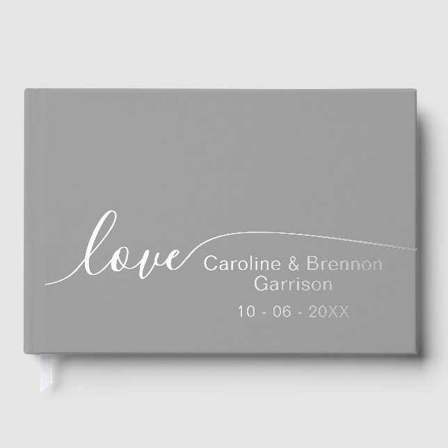 Elegant Unique Couple Names Love Text Gold Foil Guest Book (Front)