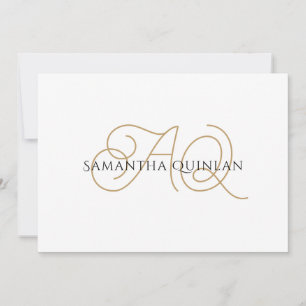 Elegant Unique Flourished Script Gold Monogram  Note Card