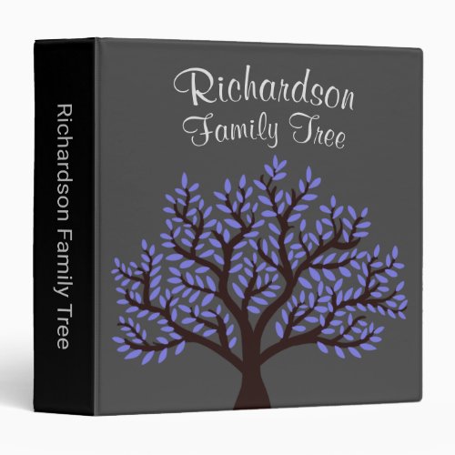 Elegant Unique Gray Purple Genealogy Family Tree 3 Ring Binder