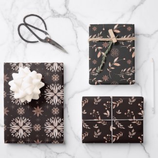 Elegant Unique Holiday Modern Black Botanical 
