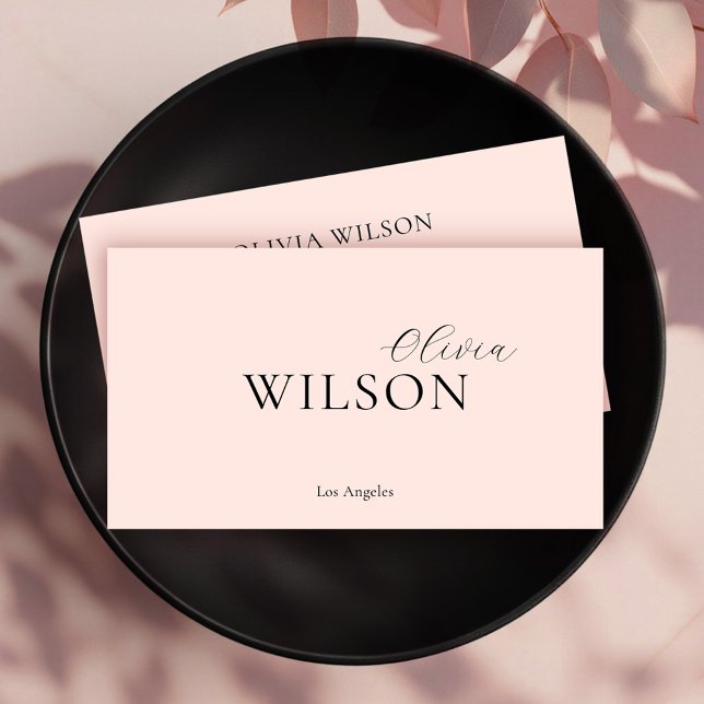 Elegant Unique Minimalist Typography Blush Pink Business Card (Creator Uploaded)