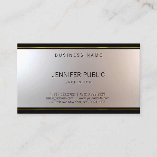 Elegant Unique Modern Design Glamorous Plain Business Card (Front)
