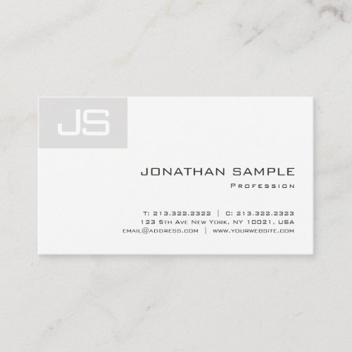 Elegant Unique Monogram Smart Modern Plain Luxury Business Card