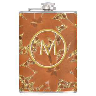 Elegant Unique Monogrammed Gold Sparkle Flask