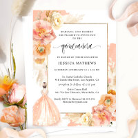 Elegant, Unique Peach Floral Princess Quinceañera