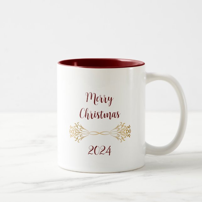 Elegant Unique Personalized Christmas Gift Two-Tone Coffee Mug (Right)