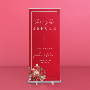 Elegant & Unique Rehearsal Dinner Welcome Red Retractable Banner