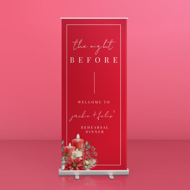 Elegant & Unique Rehearsal Dinner Welcome Red Retractable Banner (Creator Uploaded)