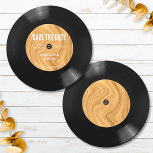 Elegant Unique Retro Vinyl Record Save The Date Invitation