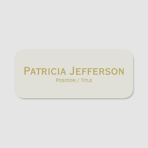 Elegant Unique Silver Grey Gold Font Professional Name Tag