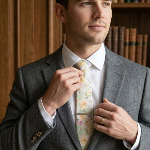 Elegant unique sober floral minimal neck tie