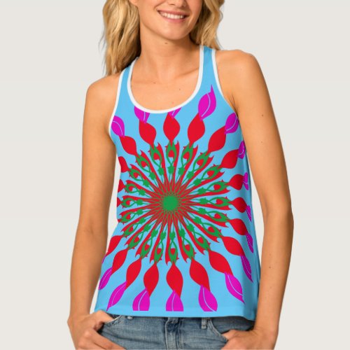 elegant unique style with  Peacock Feather vibrant Tank Top
