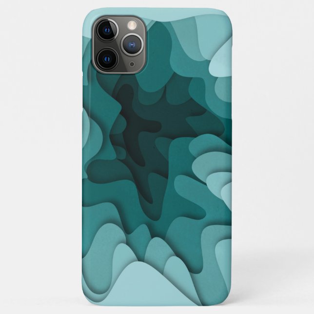Elegant Unique Turquoise Ombre Wave Illustration Case-Mate iPhone Case (Back)