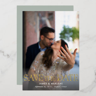 Elegant Unique Typography Photo Wedding Foil Invitation