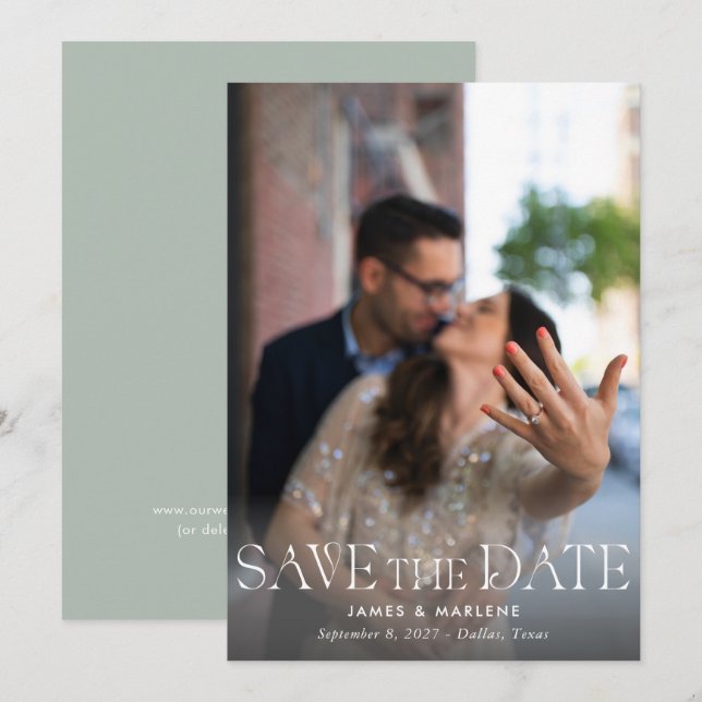 Elegant Unique Typography Photo Wedding Invitation (Front/Back)