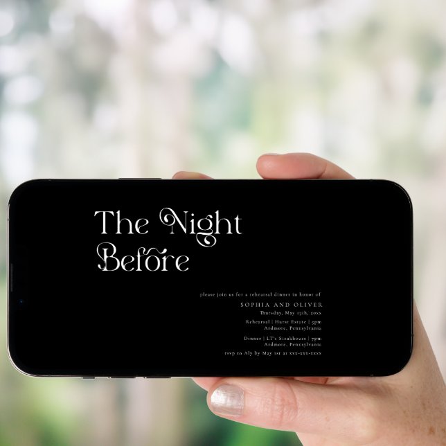 Elegant Unique Typography Rehearsal Dinner Invitation (Front Digital)