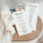 Elegant Unique Winter Floral Wedding Program<br><div class="desc">This elegant unique winter floral wedding program is perfect for a modern wedding.  The design features beautiful hand-painted dark blue,  blue,  navy,  pink ,  blush,  gold flowers and green foliage,  bunched into elegant bouquets.</div>