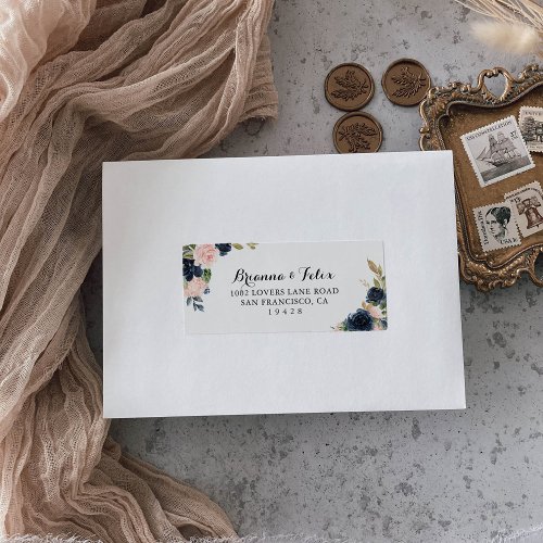 Elegant Unique Winter Floral Wedding RSVP Address Label