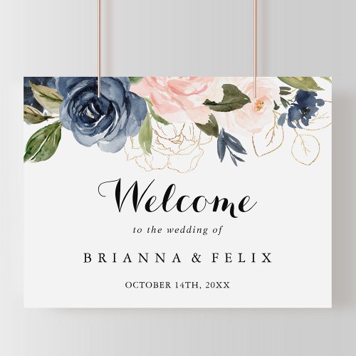 Elegant Unique Winter Floral Wedding Welcome Sign