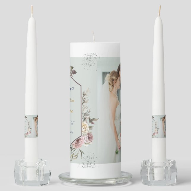 Elegant Unity Candle Set | Personalized Wedding Ce (Front)