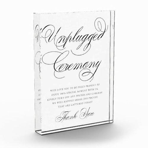 Elegant Unplugged Ceremony Black Calligraphy Acrylic Award