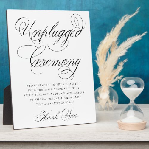 Elegant Unplugged Ceremony Black Calligraphy Plaque