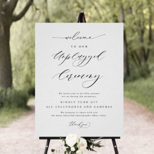 Elegant Unplugged Ceremony Vertical Wedding Sign