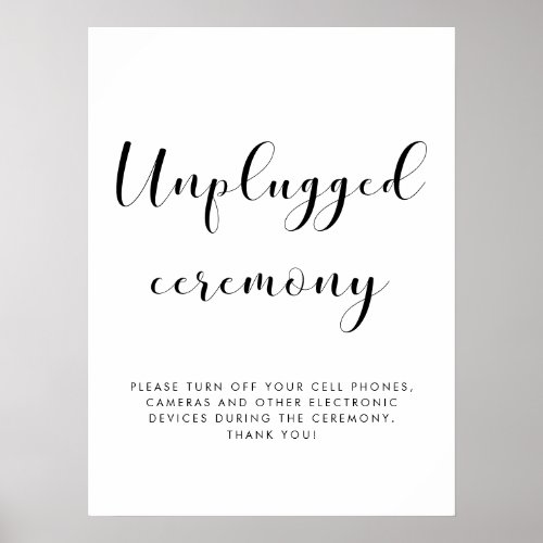 Elegant Unplugged ceremony wedding sign