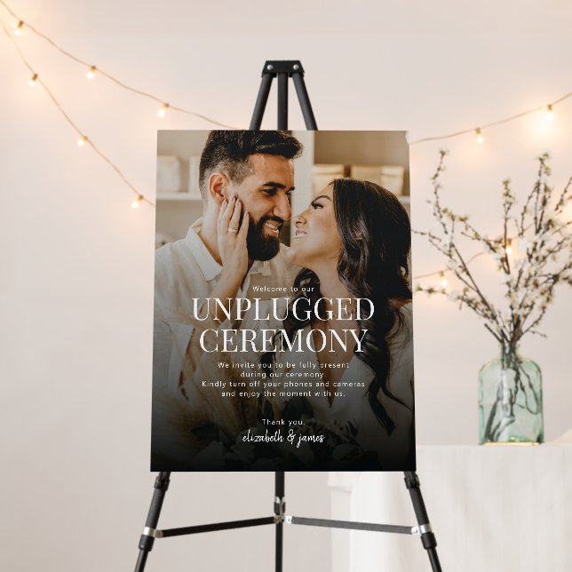 Elegant Unplugged Ceremony Wedding Welcome Sign (In Situ (Stand))