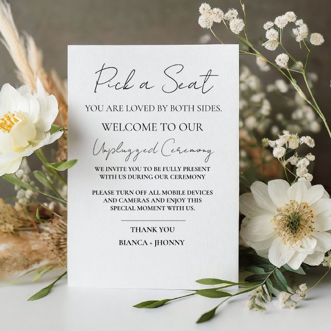Elegant Unplugged Ceremony Wedding Welcome Sign (Creator Uploaded)
