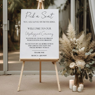 Elegant Unplugged Ceremony Wedding Welcome Sign