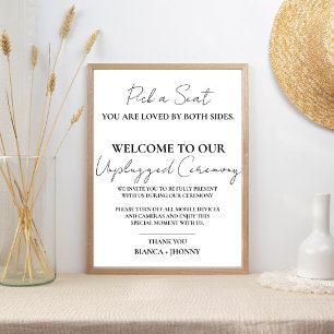 Elegant Unplugged Ceremony Wedding Welcome Sign