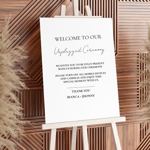 Elegant Unplugged Ceremony Wedding Welcome Sign