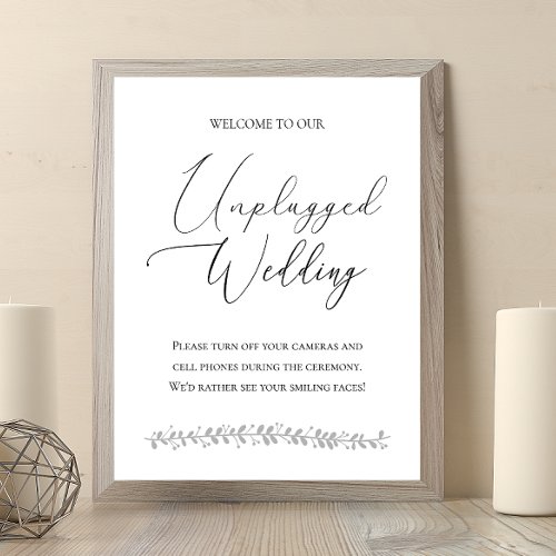 Elegant Unplugged No Electronics Wedding Sign