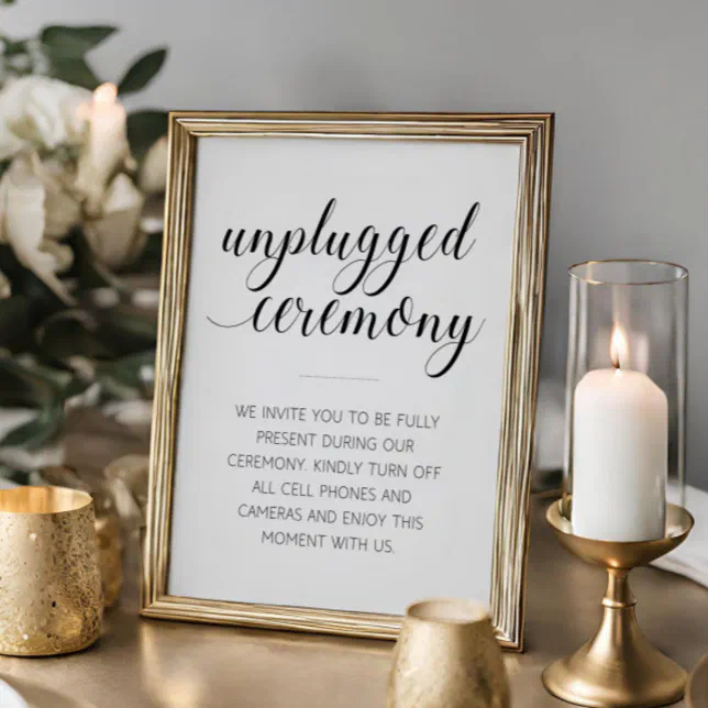 Elegant Unplugged Wedding Ceremony Sign