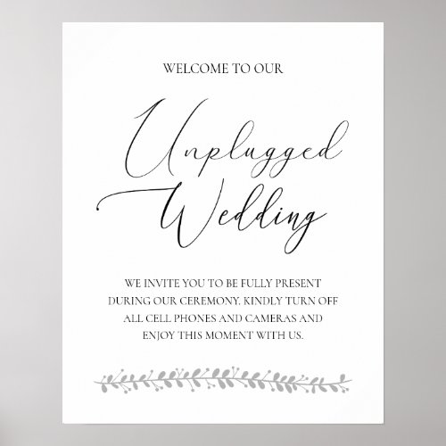Elegant Unplugged Wedding Ceremony Sign