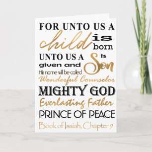 Elegant Unto Us A Child Is Born Typography Bible Holiday Card
