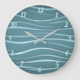 Elegant Unusual Blue Wave Design Large Clock