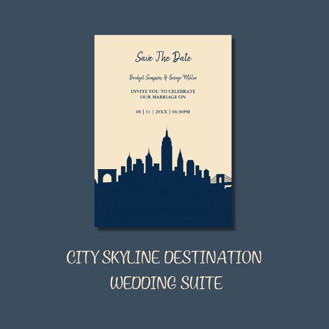 Elegant Urban Chic Skyline destination Wedding Invitation (Creator Uploaded)